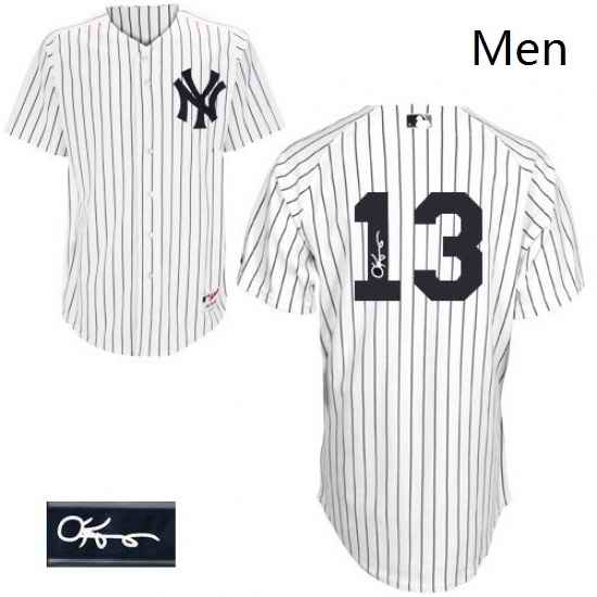 Mens Majestic New York Yankees 13 Alex Rodriguez Authentic White Home Autographed MLB Jersey